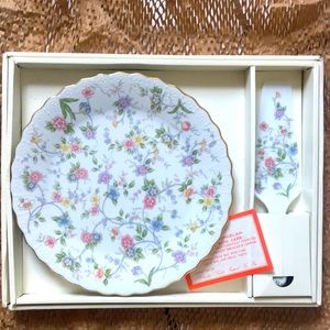 Beautiful Vintage Japan 10” Porcelain Cake Plate & Server Floral Andrea by Sadek